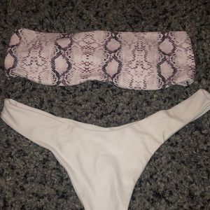 Snake skin top and white bottoms